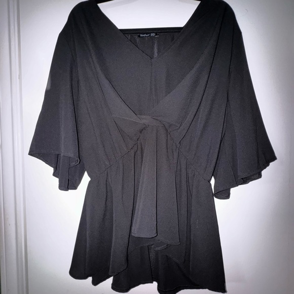 PLUS ANGEL SLEEVE PEPLUM BLOUSE - Picture 1 of 4